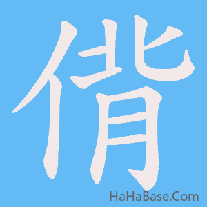 《偝》的筆順動畫寫字動畫演示