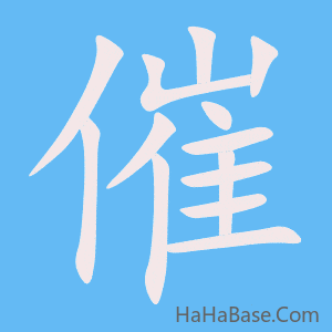 《催》的筆順動畫寫字動畫演示