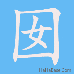 《囡》的筆順動畫寫字動畫演示