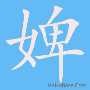 《婢》的筆順動畫寫字動畫演示