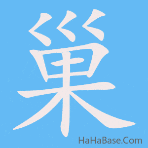 《巢》的筆順動畫寫字動畫演示