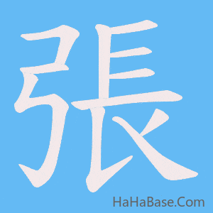 《張》的筆順動畫寫字動畫演示