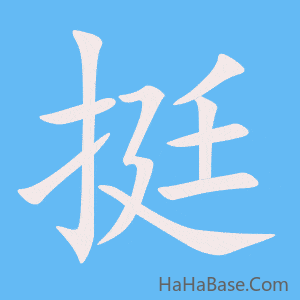 《挺》的筆順動畫寫字動畫演示