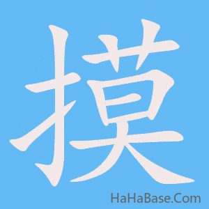 《摸》的筆順動畫寫字動畫演示