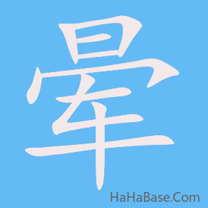 《晕》的筆順動畫寫字動畫演示
