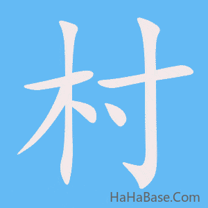 《村》的筆順動畫寫字動畫演示