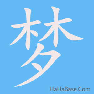 《梦》的筆順動畫寫字動畫演示