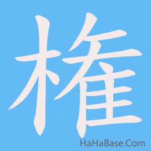 《権》的筆順動畫寫字動畫演示