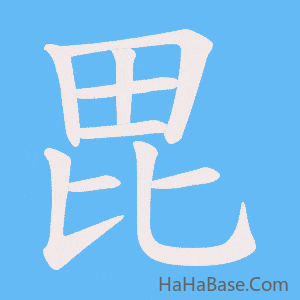 《毘》的筆順動畫寫字動畫演示