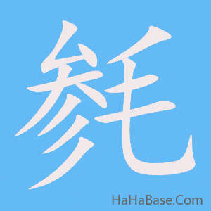《毵》的筆順動畫寫字動畫演示