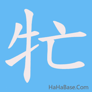 《牤》的筆順動畫寫字動畫演示