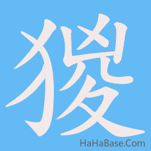 《猣》的筆順動畫寫字動畫演示