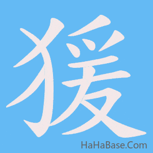 《猨》的筆順動畫寫字動畫演示
