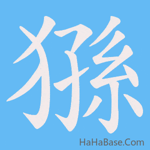 《猻》的筆順動畫寫字動畫演示