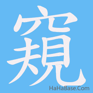 《窺》的筆順動畫寫字動畫演示