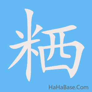 《粞》的筆順動畫寫字動畫演示