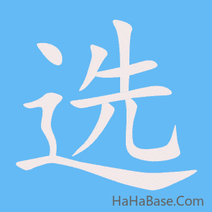 《选》的筆順動畫寫字動畫演示