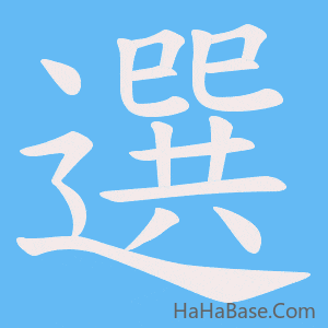 《選》的筆順動畫寫字動畫演示