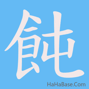 《飩》的筆順動畫寫字動畫演示