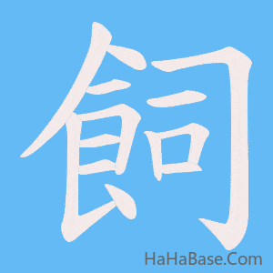 《飼》的筆順動畫寫字動畫演示