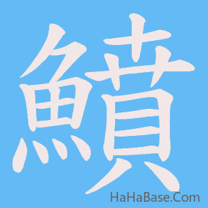 《鱝》的筆順動畫寫字動畫演示