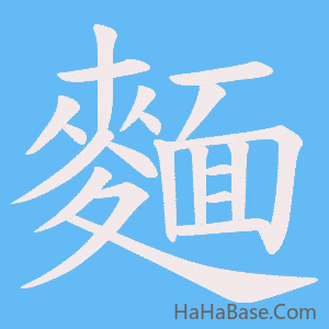 《麵》的筆順動畫寫字動畫演示