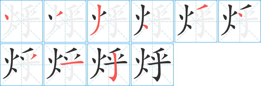 《烀》的筆順分步演示（一筆一畫寫字）